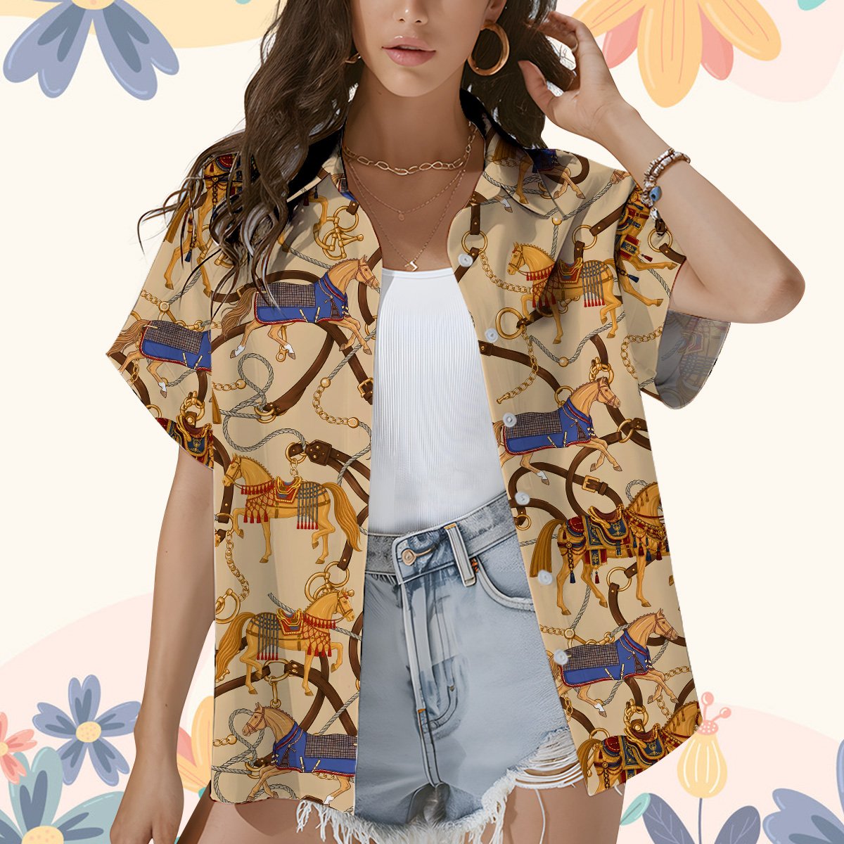Sixth lifestyle view of the comfortable polyester hawaiian shirt