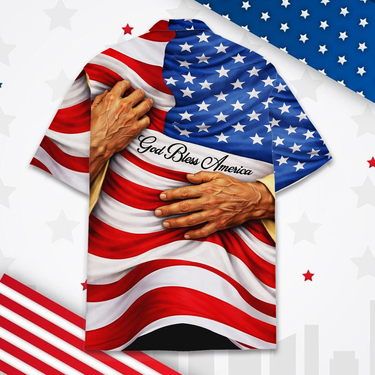 Alternative back view of the fourth of july hawaiian shirt