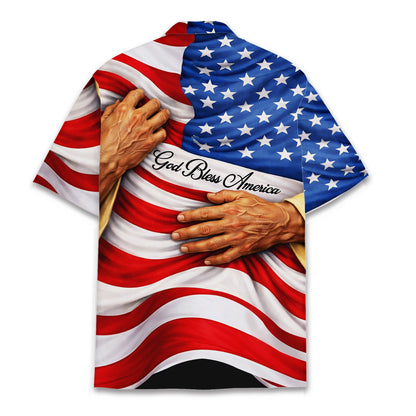 Back view of the faith and patriotic hawaiian shirt