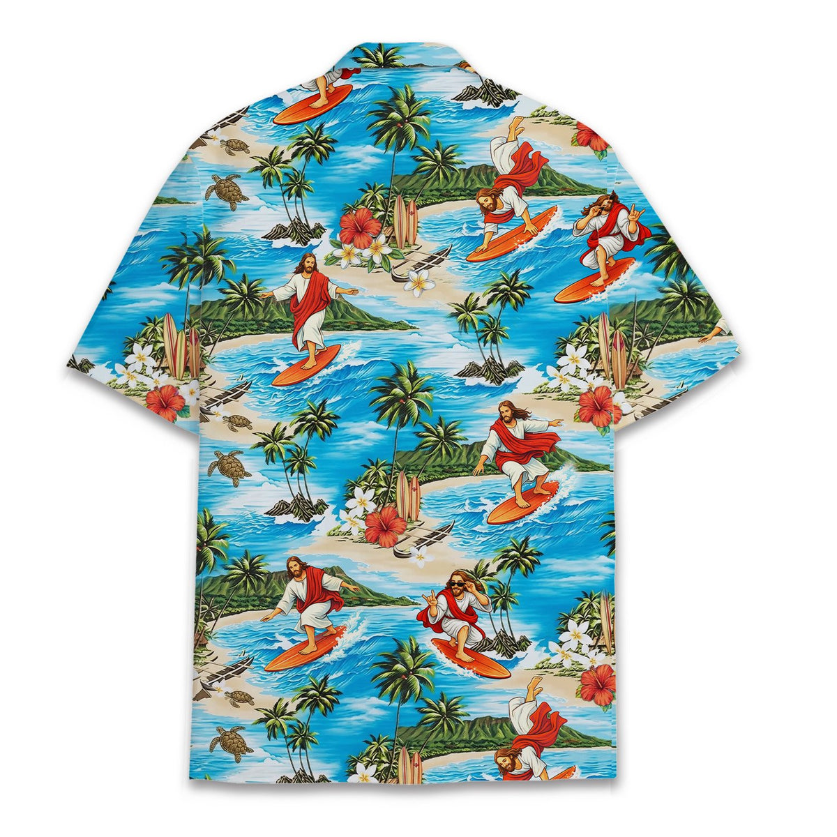 Full front view of the comfortable polyester hawaiian shirt