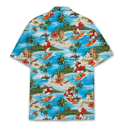 Full front view of the comfortable polyester hawaiian shirt