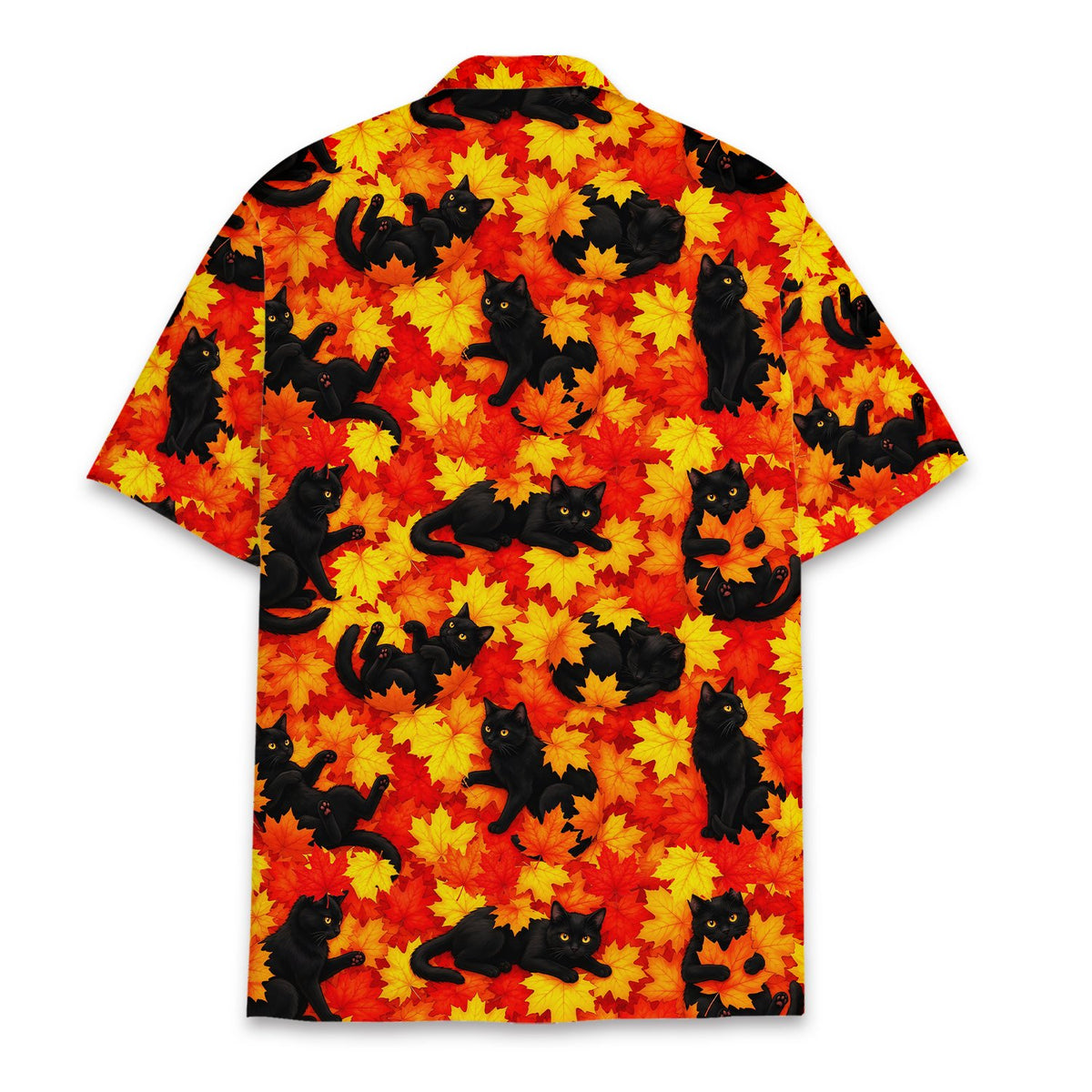 Fall cats hawaiian shirt, back view