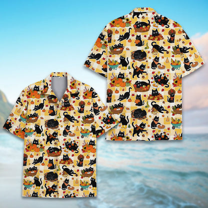 Alternative front view of the multicolor thanksgiving hawaiian shirt
