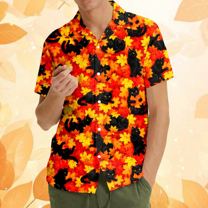 People enjoying autumn in matching family hawaiian shirts