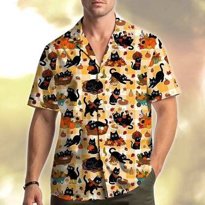 Lifestyle view of people wearing matching family hawaiian shirts outdoors