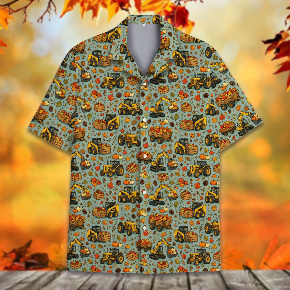 Close up of the fall construction Hawaiian shirt pattern