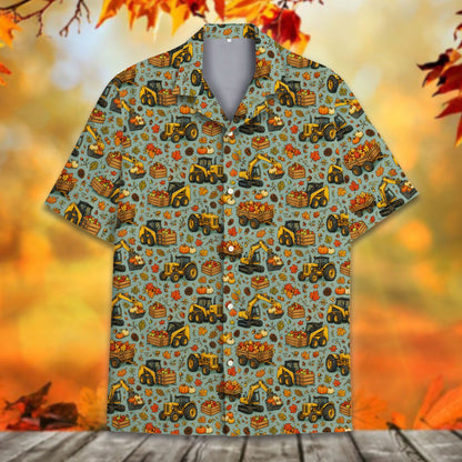 Close up of the fall construction Hawaiian shirt pattern