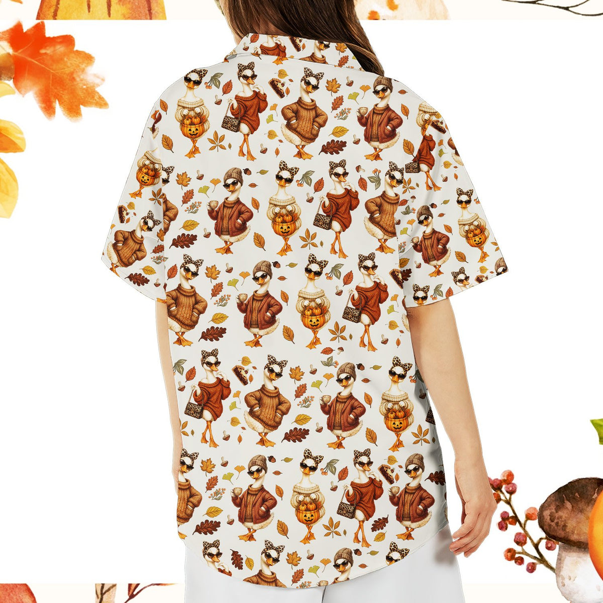 Secondary back view of the holiday hawaiian shirt