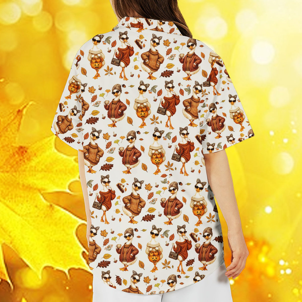 Close-up back view of the Thanksgiving shirt pattern