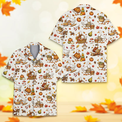 Third front view highlighting the cream, orange, and brown autumn pattern