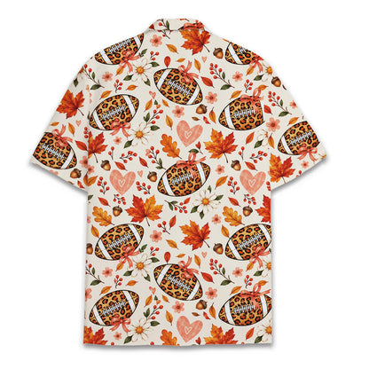 Back view of the fall football leopard hawaiian shirt
