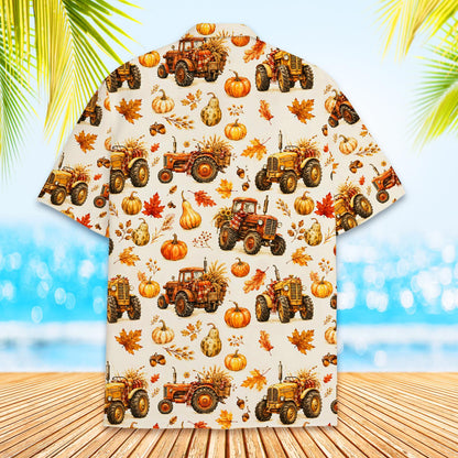 Back view detail of the fall harvest hawaiian shirt