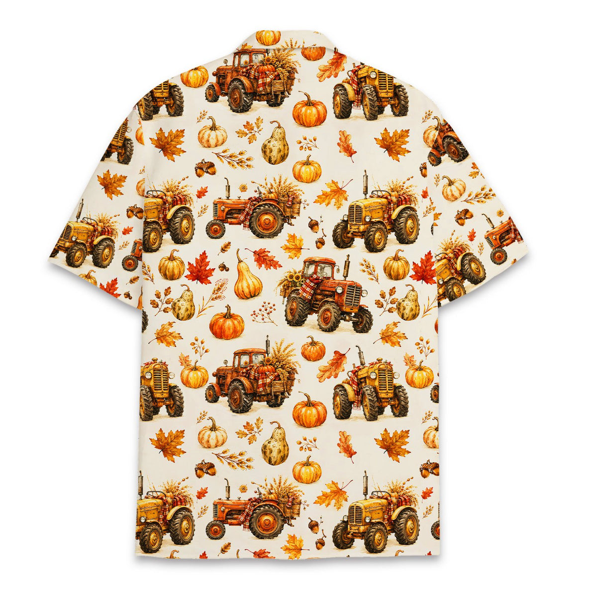 Back view of the fall harvest hawaiian shirt