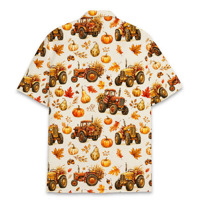 Back view of the fall harvest hawaiian shirt