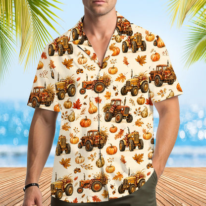 Second lifestyle view of the fall harvest hawaiian shirt
