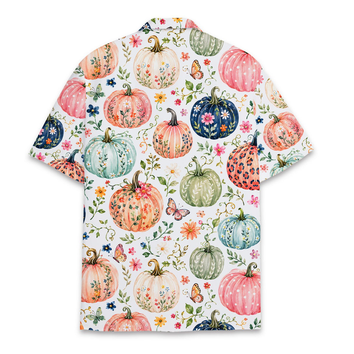 Back view of the pumpkins hawaiian shirt