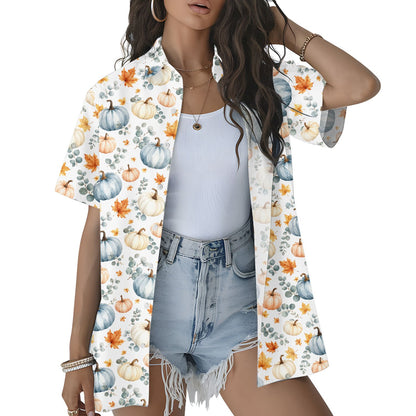 Holiday hawaiian shirt with eucalyptus and leaf pattern, lifestyle view