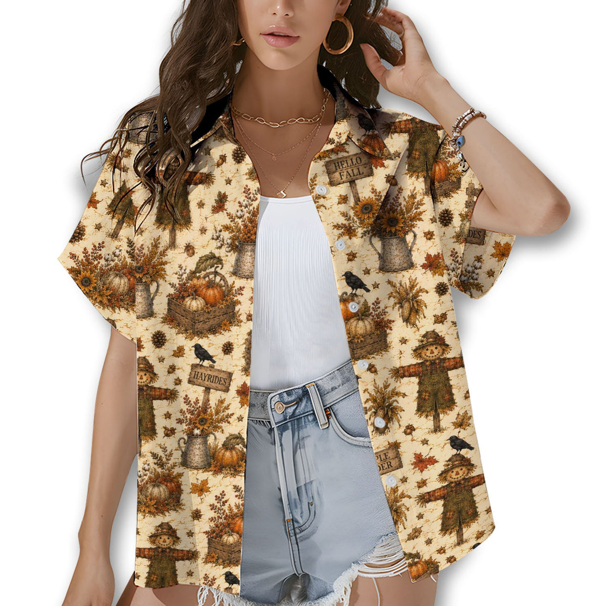 Fall scarecrows hawaiian shirt matching family main view