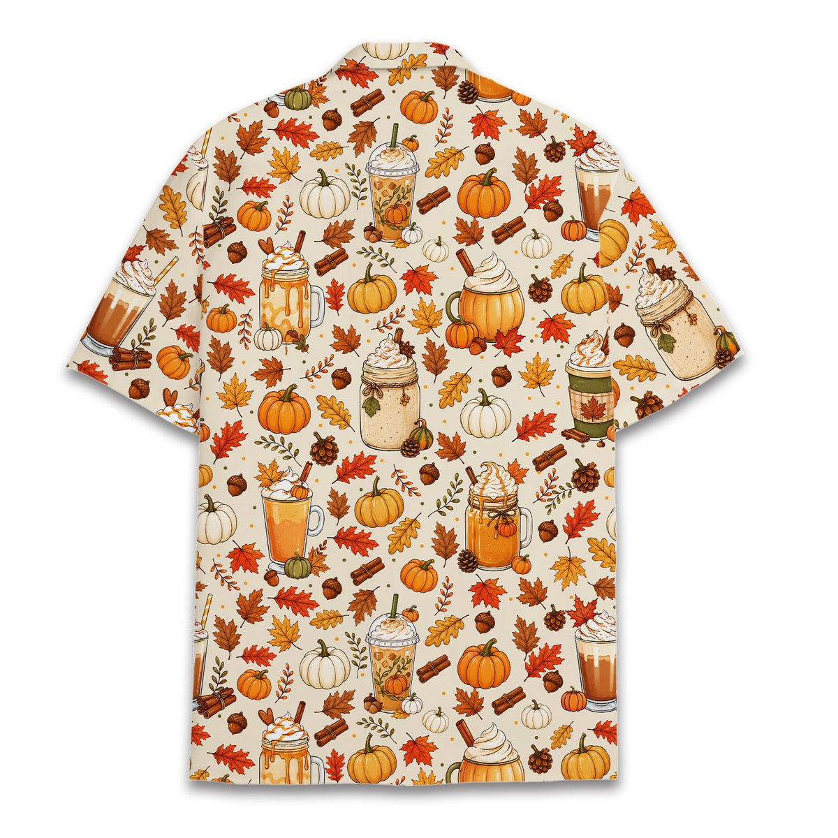 Back view of fall thanksgiving hawaiian shirt