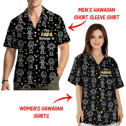 Another lifestyle view of family in their custom family matching hawaiian shirts.
