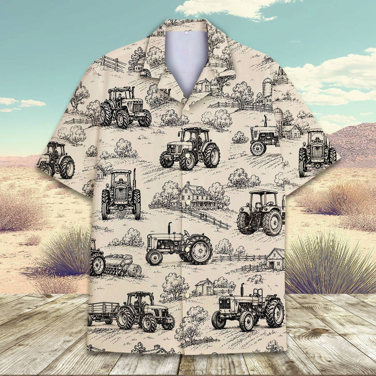 Close up front view of the matching family hawaiian shirt