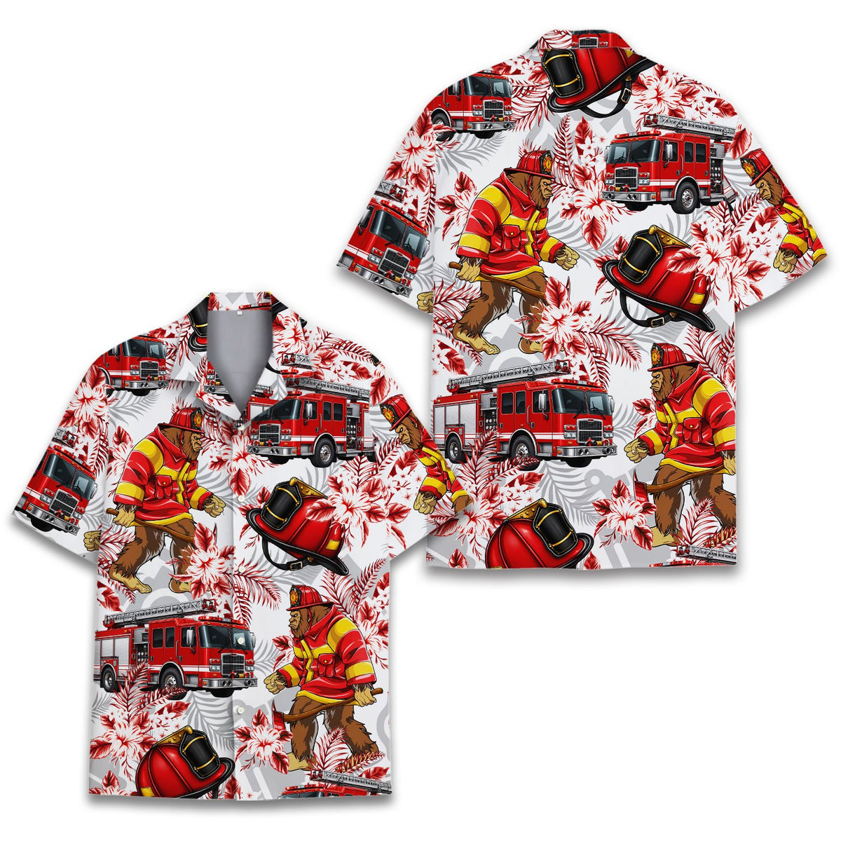 Lifestyle view showing the matching family hawaiian shirts
