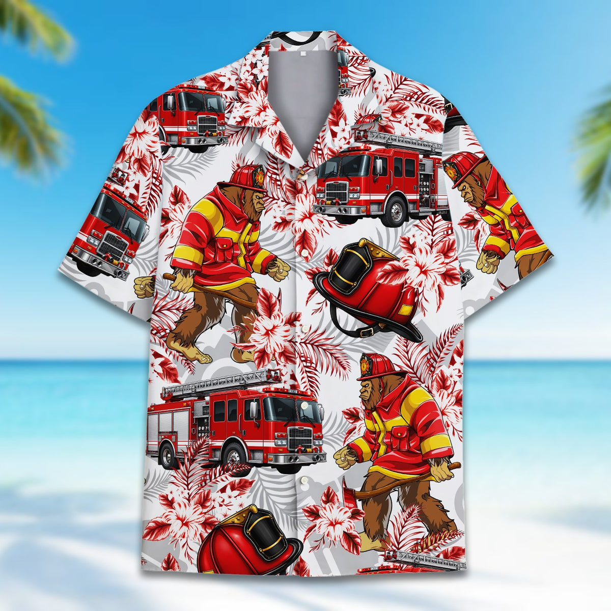 Close up view of the tropical pattern and fabric