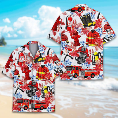 Detail front view highlighting the floral and firefighter equipment design