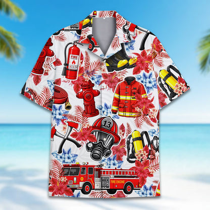 Additional front view of the firefighter hawaiian shirt