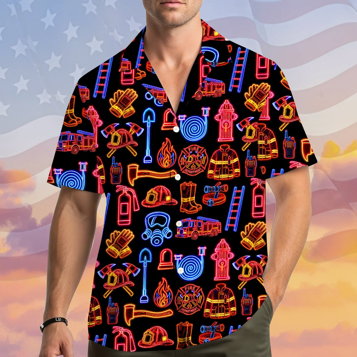 Lifestyle alternate view of the matching family hawaiian shirt