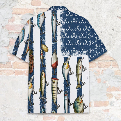 Alternate back view of the fishing hawaiian shirt