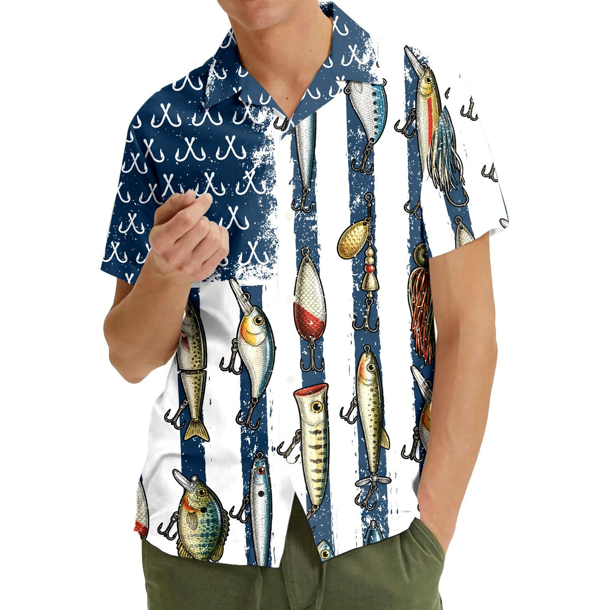 Another lifestyle shot of the patriotic hawaiian shirt