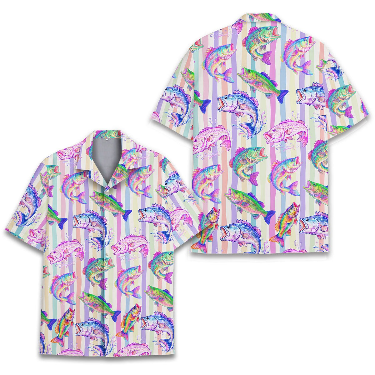 Close up front detail of the matching family hawaiian shirt