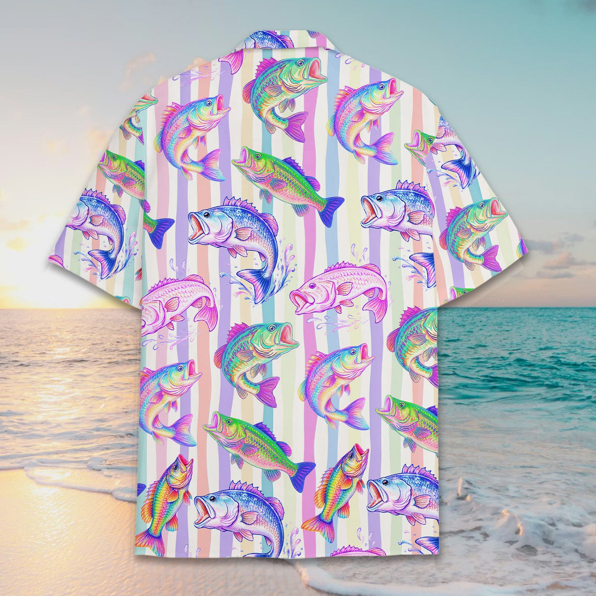 Lifestyle front view of the multicolor hawaiian shirt