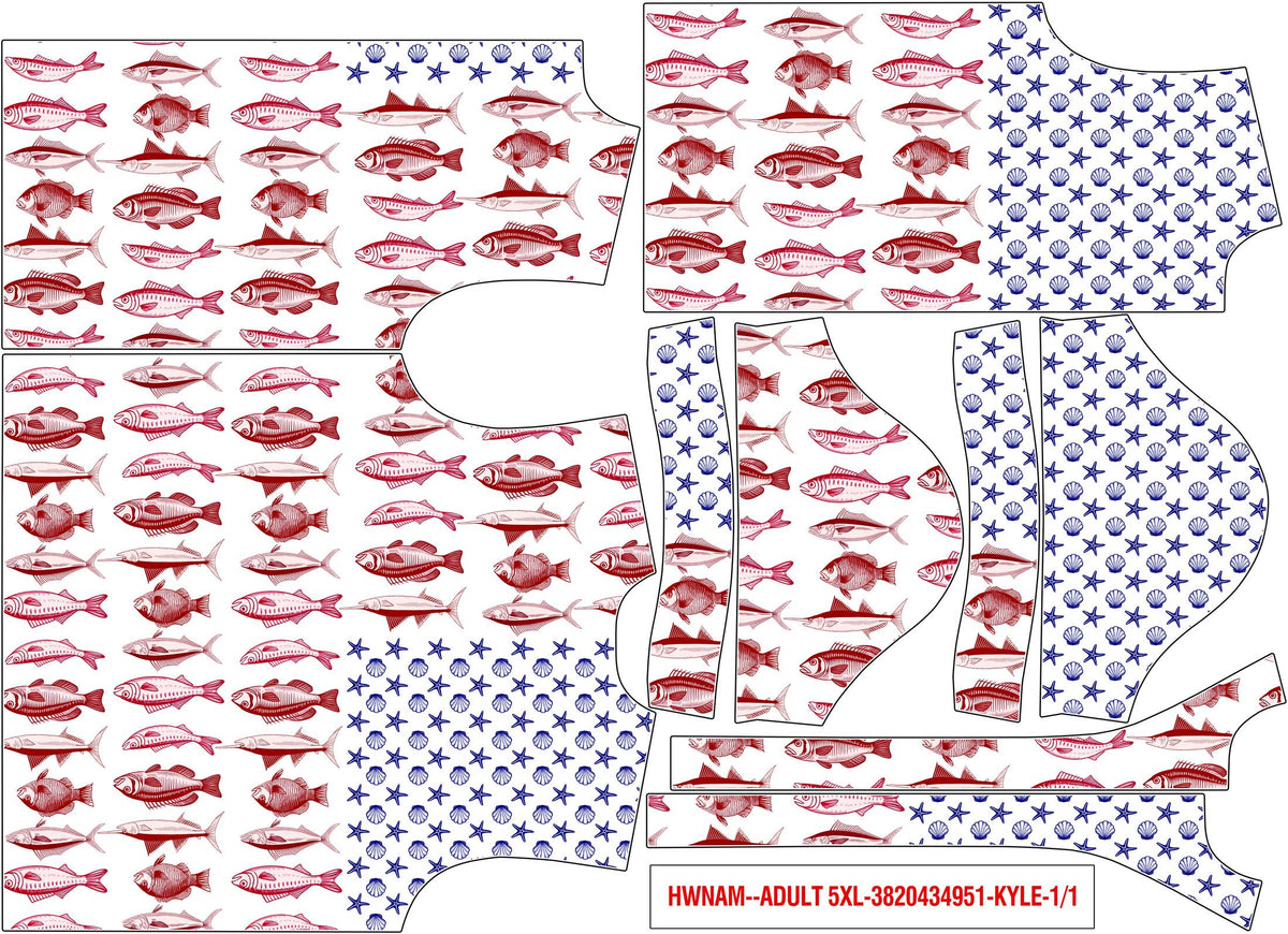 Close-up of the blue stars and seashells pattern