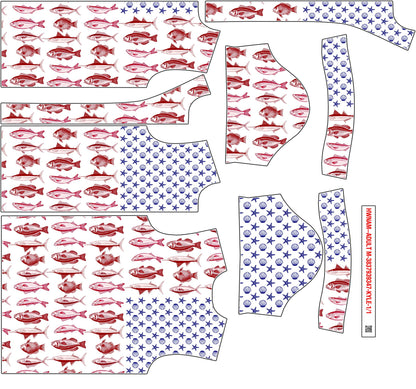 Collar detail of the matching family hawaiian shirts