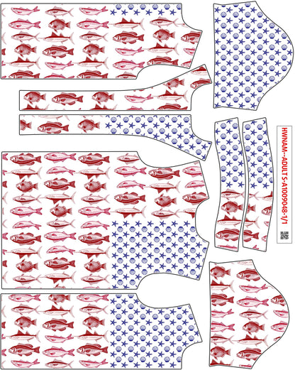 Button detail of the fishing-themed button-down shirt