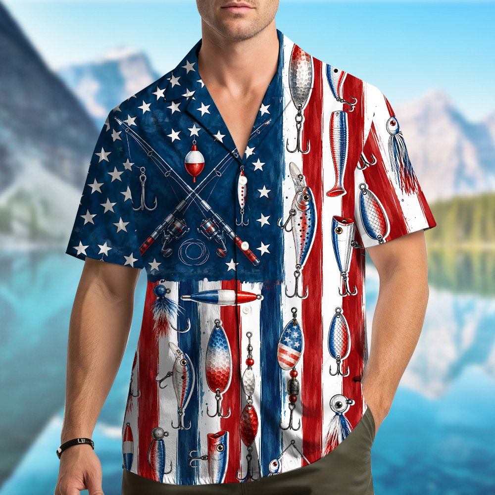 Matching family hawaiian shirts worn outdoors, lifestyle view 2