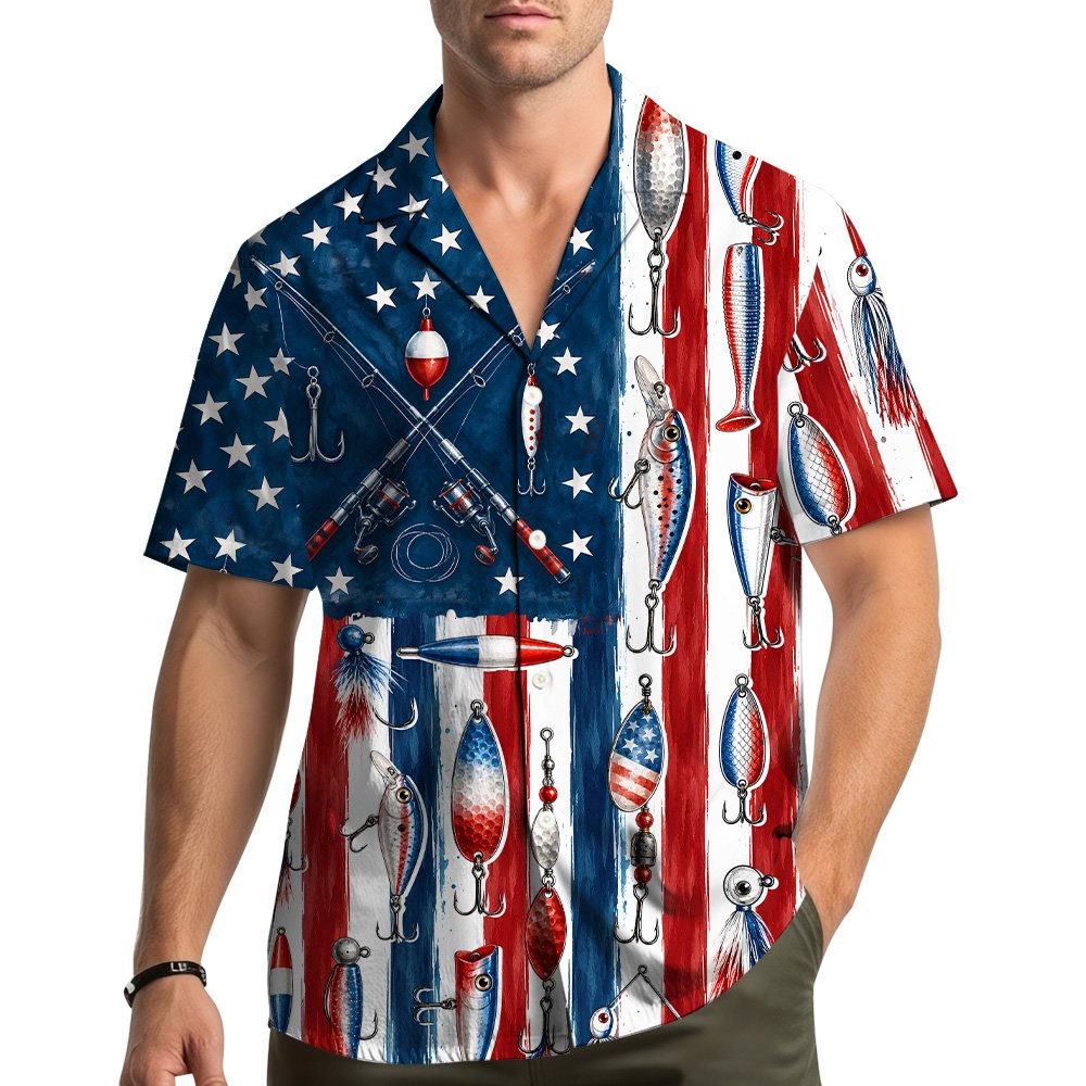 Matching family hawaiian shirts worn outdoors, lifestyle view