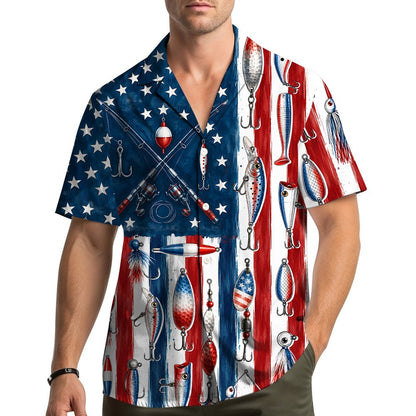 Matching family hawaiian shirts worn outdoors, lifestyle view