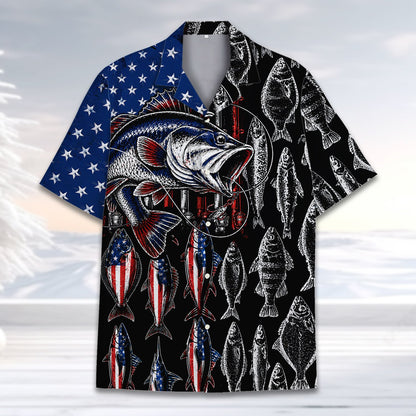 Flat lay view displaying the full design of the matching family hawaiian shirt