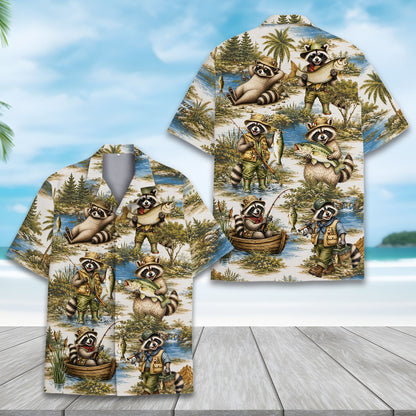 Another front view of the fishing raccoons shirt