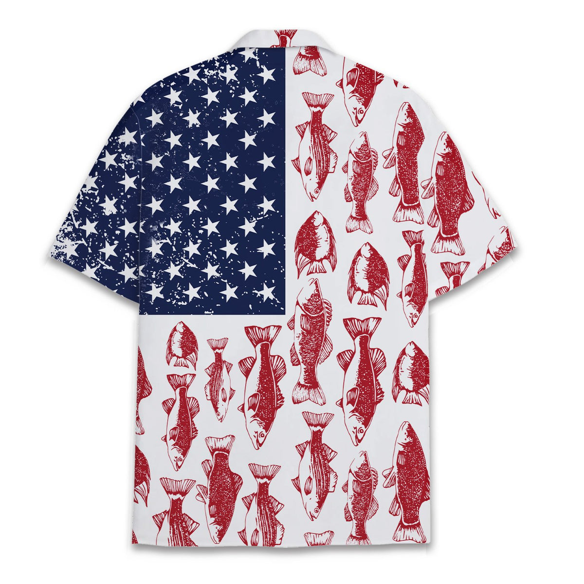 Alternate back view of the matching family Hawaiian shirt.