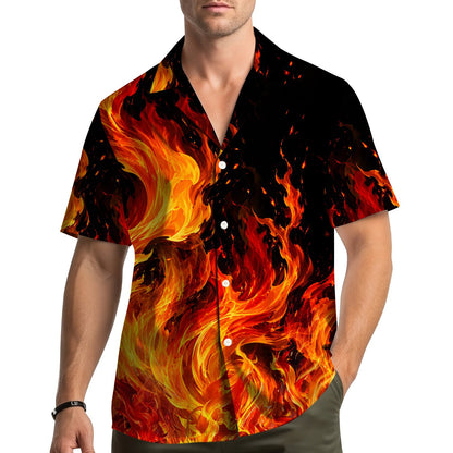 Lifestyle view of the matching family hawaiian shirts worn together