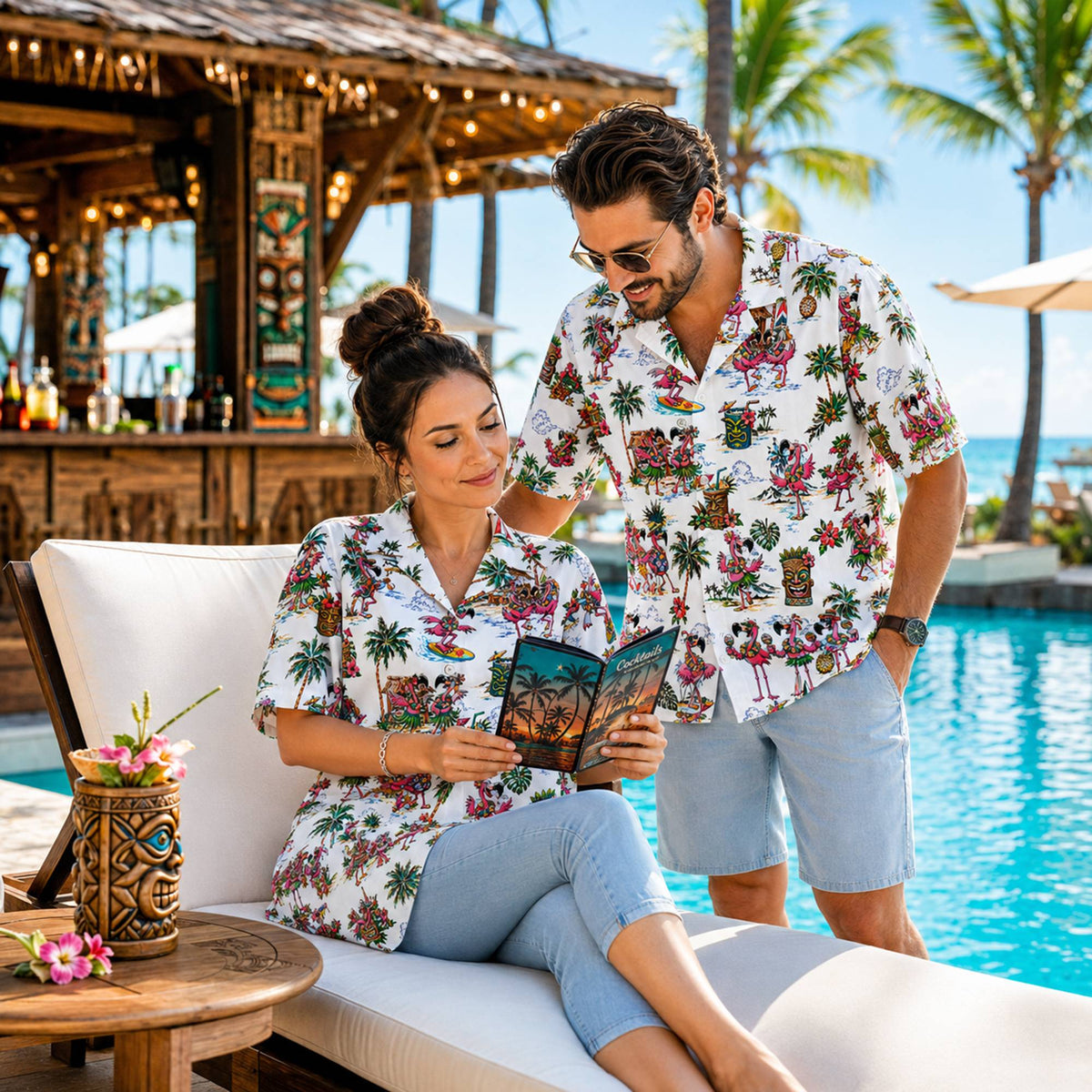 Summer party outfit flamingo hawaiian shirt lifestyle