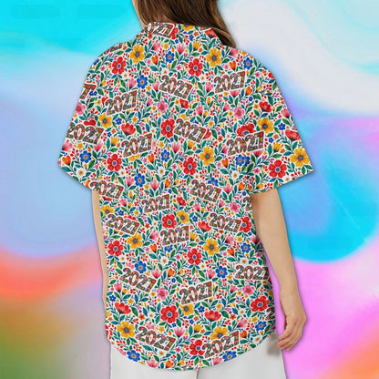 Second back view of the floral 2027 hawaiian shirt