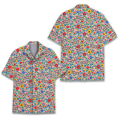 Second front view of the floral 2027 hawaiian shirt