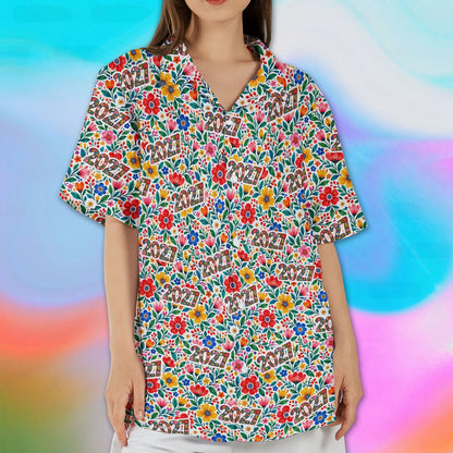 Third front view of the floral 2027 hawaiian shirt