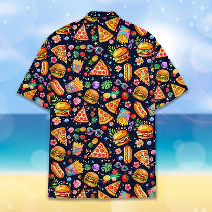 Back view 3 of the family matching hawaiian shirt in dark navy