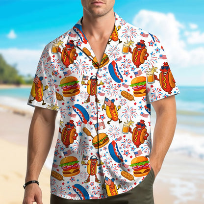 Lifestyle shot featuring the matching family hawaiian shirts during a holiday celebration